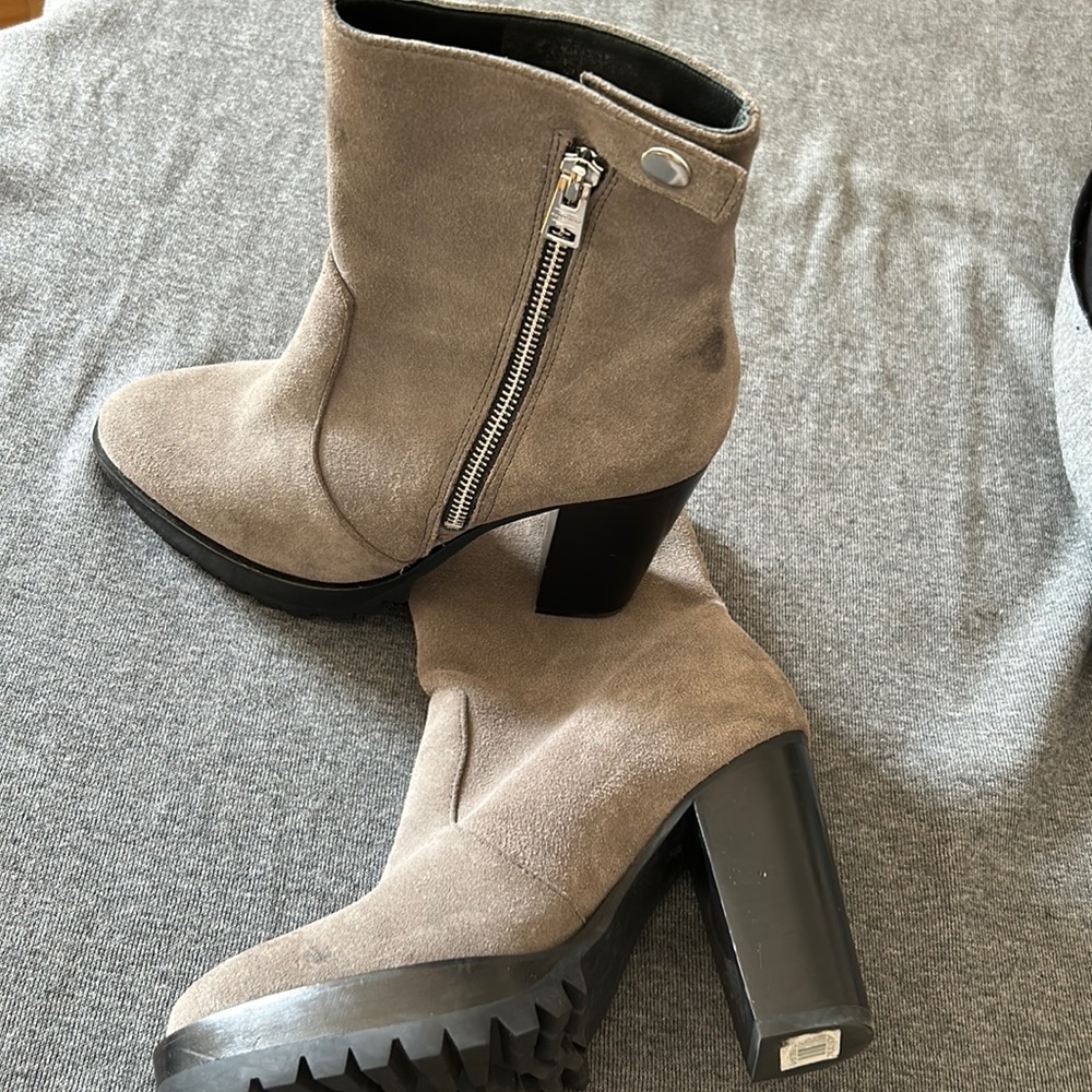Pre-loved AllSAINTS, Ana Suede blocked heel Ankle booties